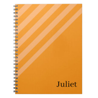 Cuaderno espiral de rayas naranja lindo
