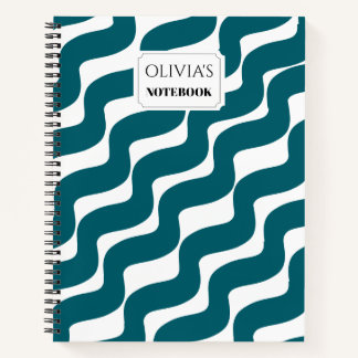 Cuaderno espiral de rayas onduladas personalizado