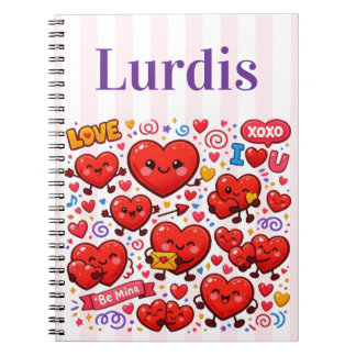 Cuaderno espiral de rayas rosadas y blancas adorab