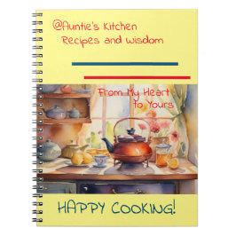 Cuaderno espiral de recetas de la cocina de la tía