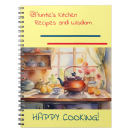Cuaderno espiral de recetas de la cocina de la tía