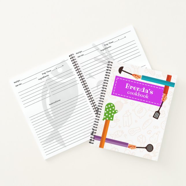 Cuaderno Espiral de recetas púrpura de cocina (Interior)