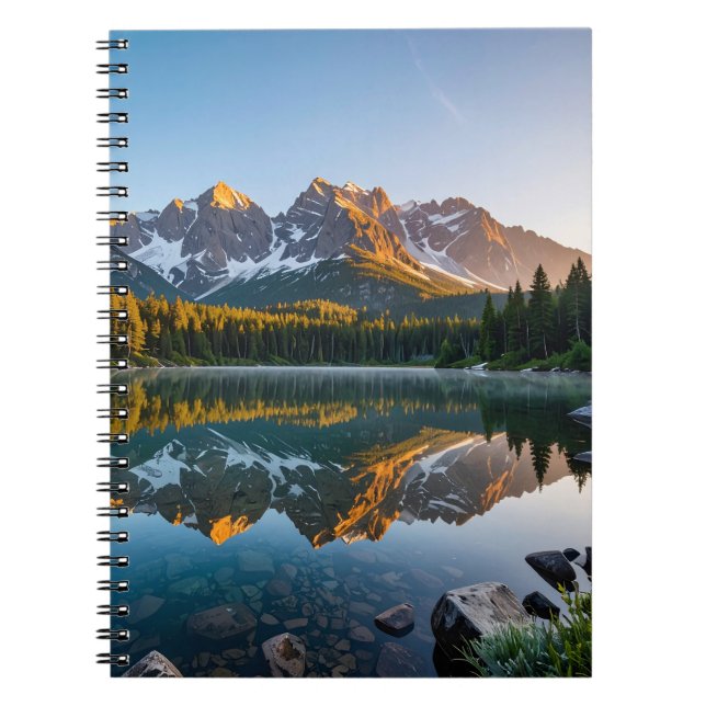 Cuaderno espiral de reflexión del lago de montaña (Frente)