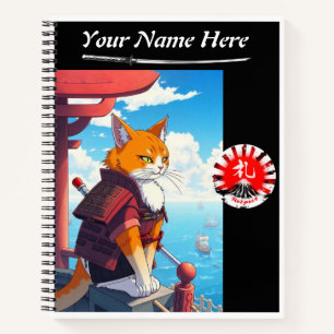 Cuaderno Espiral de respeto al gato de Samurai