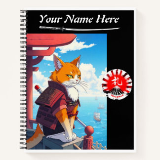 Cuaderno Espiral de respeto al gato de Samurai