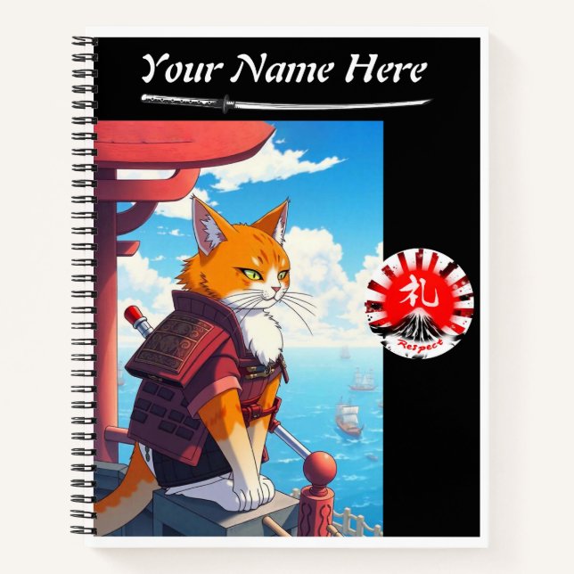 Cuaderno Espiral de respeto al gato de Samurai (Anverso)