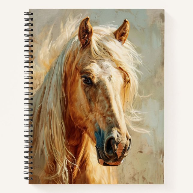 Cuaderno Espiral de retrato de caballo palomino (Anverso)