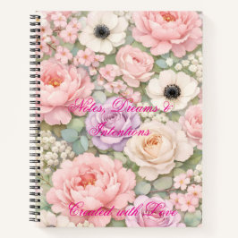 Cuaderno espiral de rosas rosadas personalizado pa
