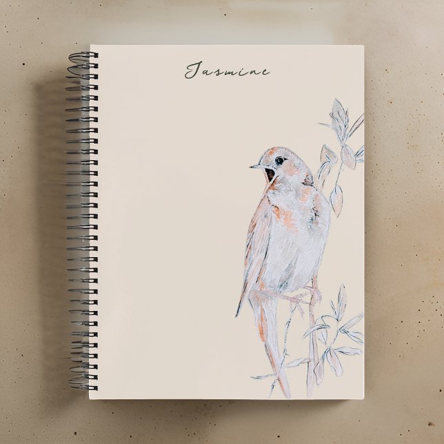 Cuaderno espiral de ruiseñor cantor acuarela (Subido por el creador)
