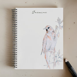 Cuaderno espiral de ruiseñor cantor acuarela