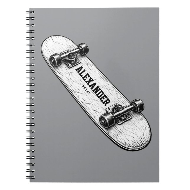 Cuaderno espiral de skateboard personalizado para  (Frente)