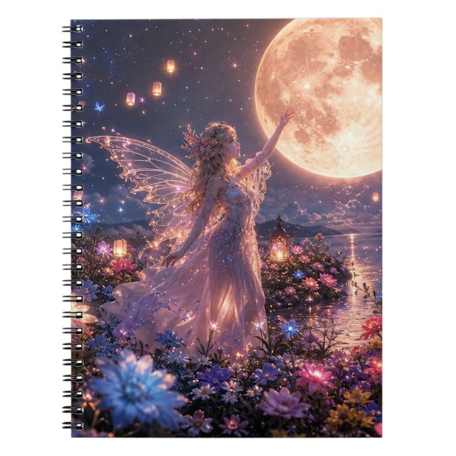 Cuaderno espiral de sueños de hada bajo la luz de  (Frente)