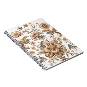 Cuaderno espiral de tapiz floral vintage francés
