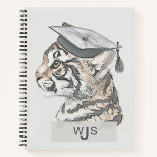 Cuaderno espiral de tema de graduación de tigre ún