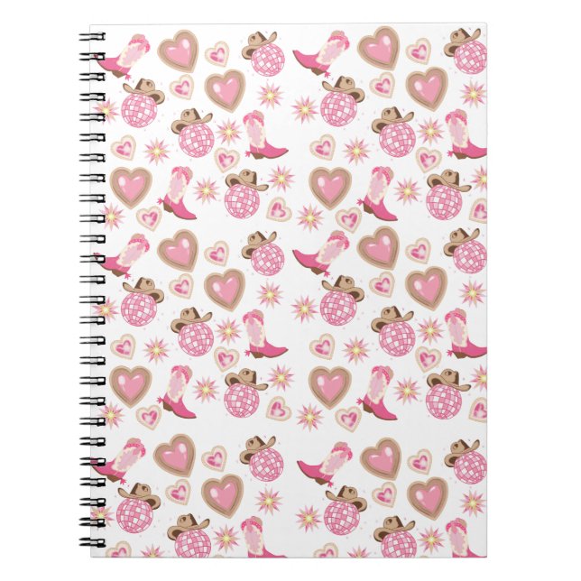 Cuaderno espiral de vaquera disco rosa (Frente)
