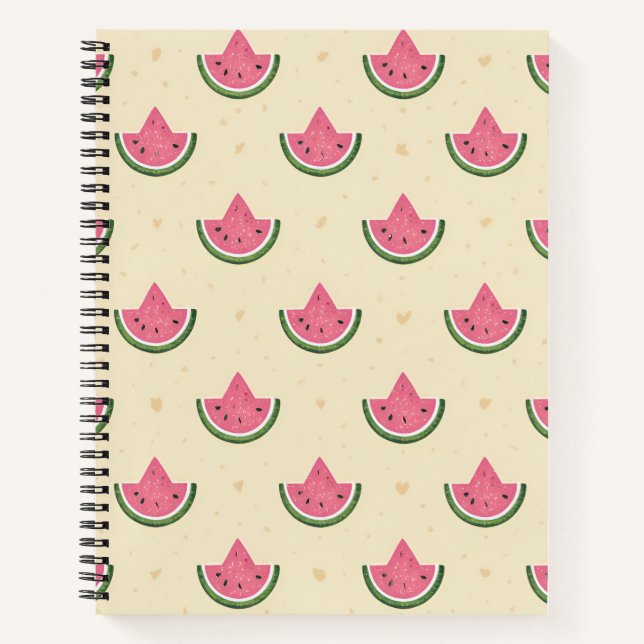 Cuaderno espiral de verano de sandías rosadas (Anverso)