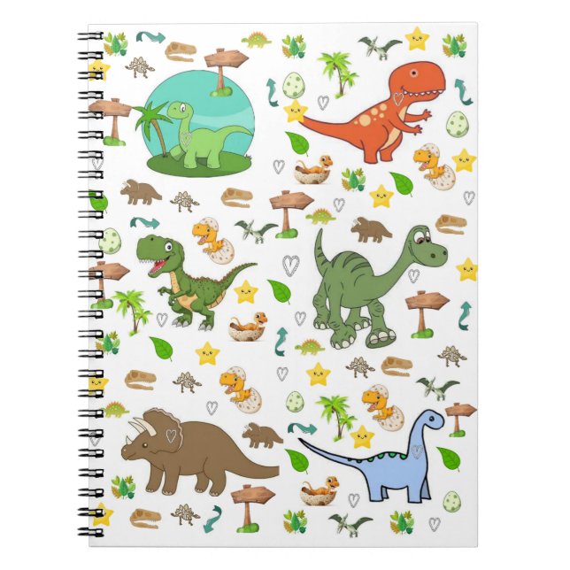 Cuaderno espiral de vida silvestre de dinosaurios  (Frente)