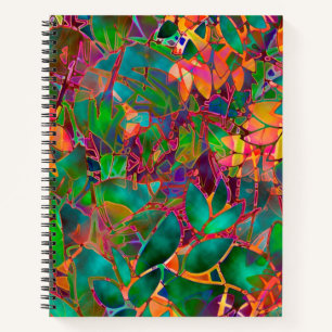 Cuaderno Espiral de vidrio manchado de abstracto floral par