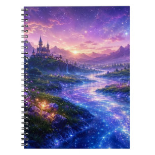 Cuaderno espiral del castillo de fantasía del río 