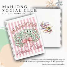 Cuaderno espiral del Club Social de Mahjong de 8.5