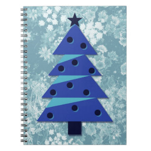 Cuaderno Espiral del diario Blue Floral Vintage Christmas T