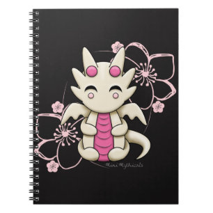 Cuaderno espiral del dragón rosado de Kawaii