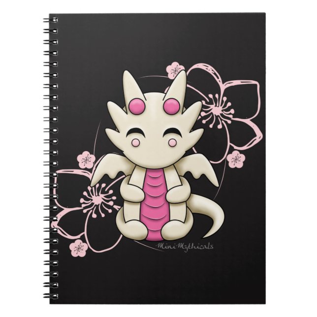 Cuaderno espiral del dragón rosado de Kawaii (Frente)
