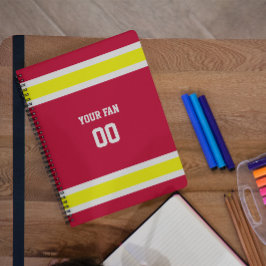 Cuaderno Espiral del equipo de fútbol rojo, dorado y blanco