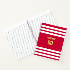 Cuaderno Espiral del equipo de fútbol rojo, dorado y blanco