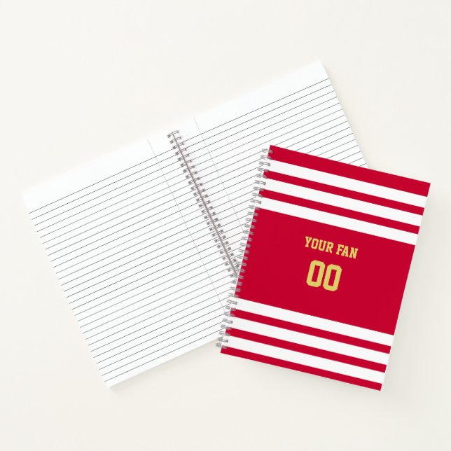Cuaderno Espiral del equipo de fútbol rojo, dorado y blanco (Interior)