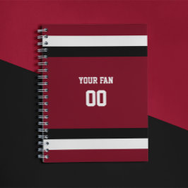Cuaderno Espiral del equipo de fútbol rojo y negro