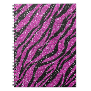 Cuaderno espiral del estampado de zebra negro