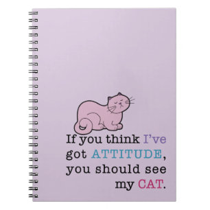 Cuaderno espiral del gato divertido de la actitud