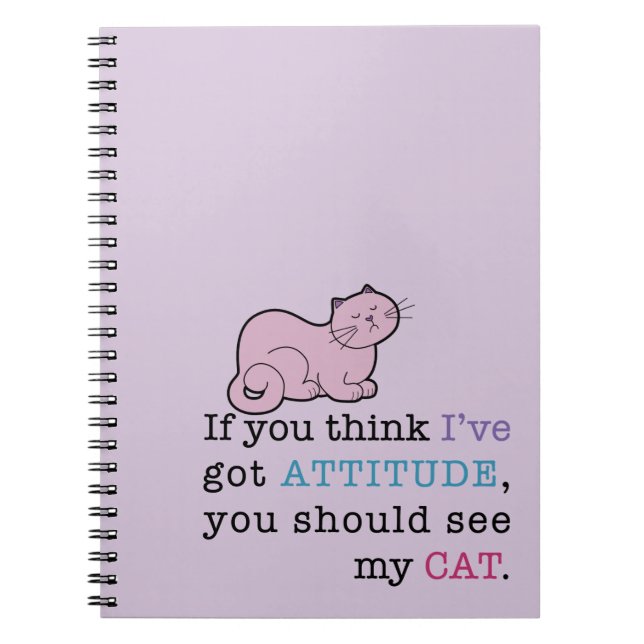 Cuaderno espiral del gato divertido de la actitud (Frente)