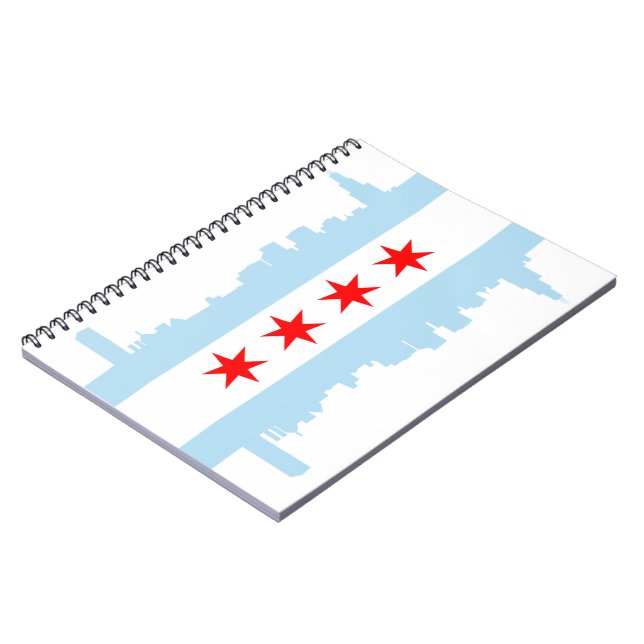 Cuaderno Espiral del horizonte de la bandera de Chicago - (Lado Izquierdo)