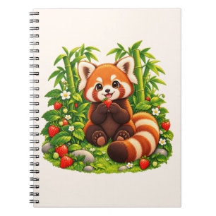 Cuaderno espiral del jardín de fresas del panda ro