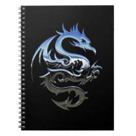 Cuaderno espiral del negro afortunado de plata del