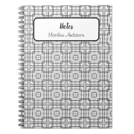 Cuaderno Espiral del patrón de cuadrados geométricos en bla