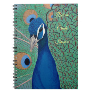 Cuaderno espiral del pavo real azul