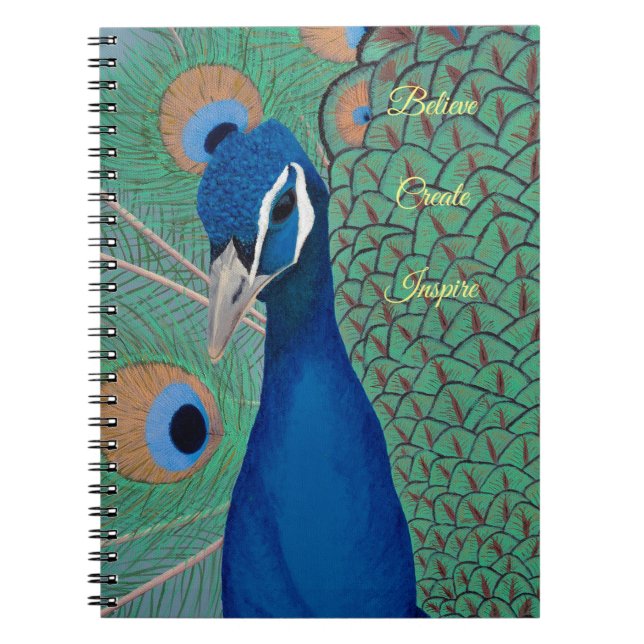 Cuaderno espiral del pavo real azul (Frente)