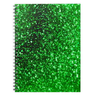 Cuaderno espiral del purpurina verde