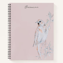 Cuaderno espiral del ruiseñor cantor acuarela