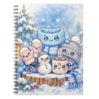 Cuaderno espiral del simpático muñeco de nieve del