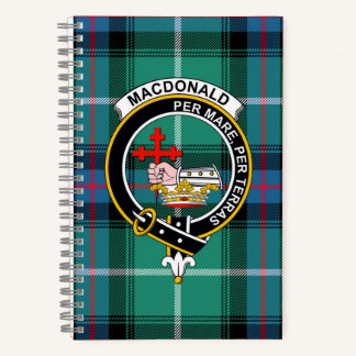 Cuaderno espiral del tartán y emblema del clan Mac