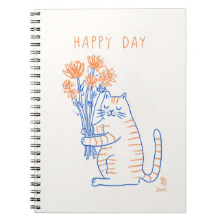 Cuaderno Espiral Día Feliz con Gato Adorable con F