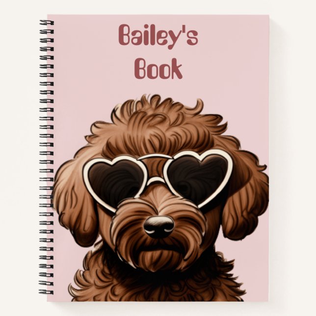 Cuaderno espiral diario de cachorro de perro masco (Anverso)