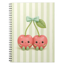Cuaderno espiral doble de cereza Kawaii lindo