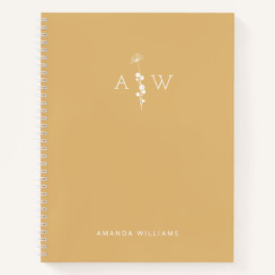 Cuaderno espiral dorado con monograma personalizad