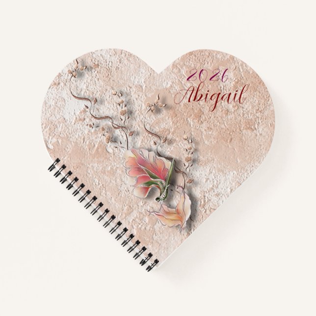 Cuaderno espiral elegante con relieve de naturalez (Anverso)