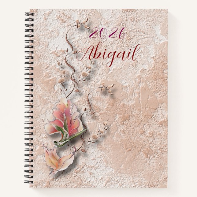 Cuaderno espiral elegante con relieve de naturalez (Anverso)